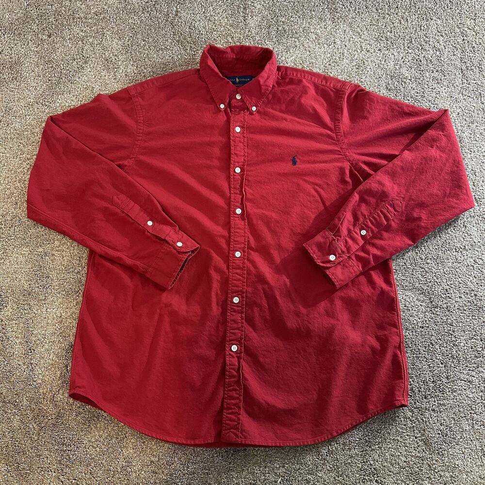 Vintage Ralph Lauren Shirt Mens XL Red Long Sleeve Button Down Classic Fit Pony